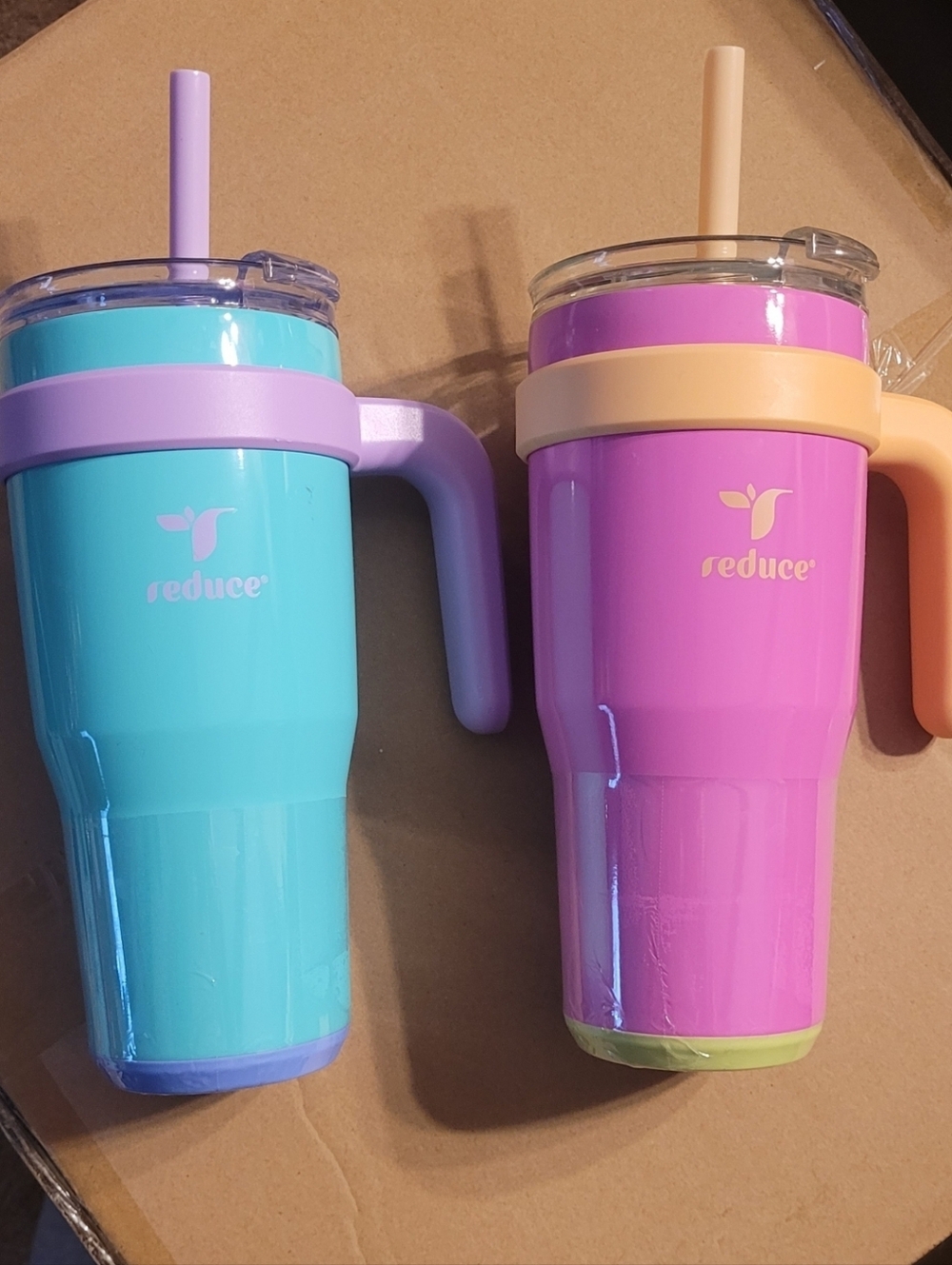 Brand New Reduce Colorful Ocean Breeze Set of 2 Stainless Steel 24 oz Tumblers